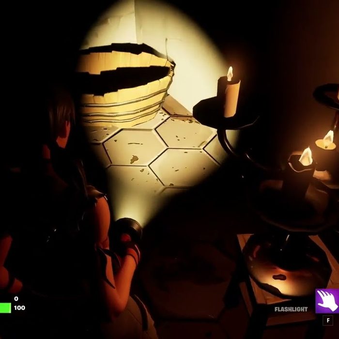 Lantern-lit room from the Fortnite horror map