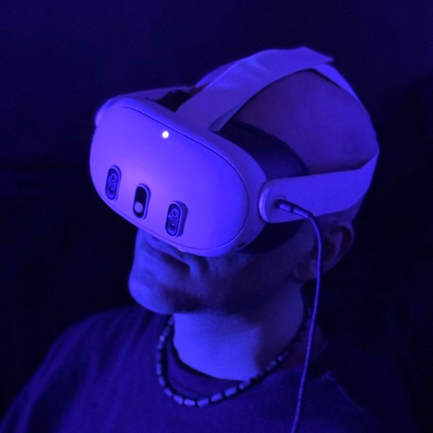 VR headset used in the Side Hustle exhibition